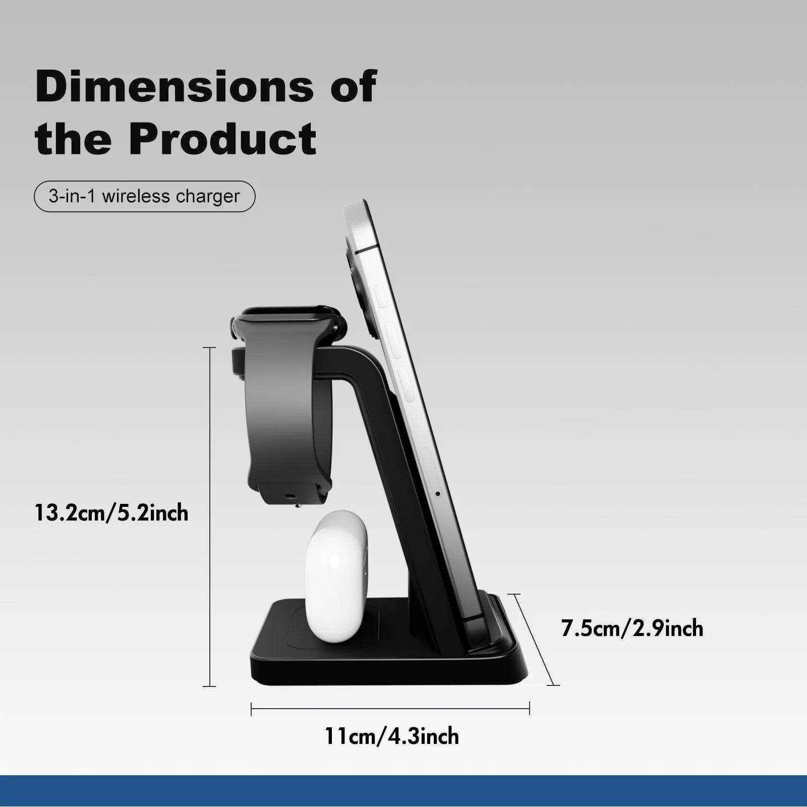 3 – in – 1 Wireless Charging Station 18W Travel Fast Charger Magneti