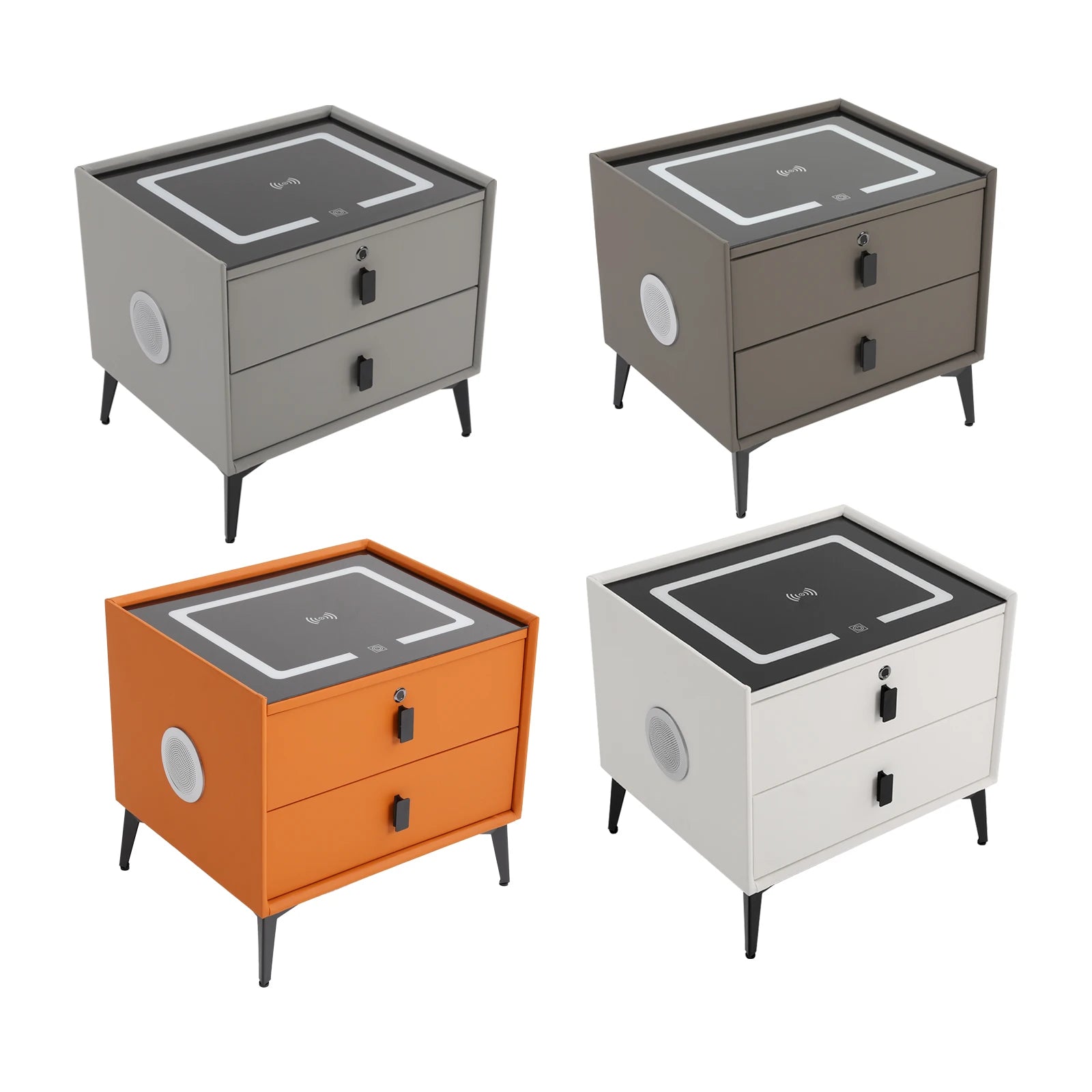 Modern Rectangular Bedside Table with Drawers Bluetooth Speaker Smar