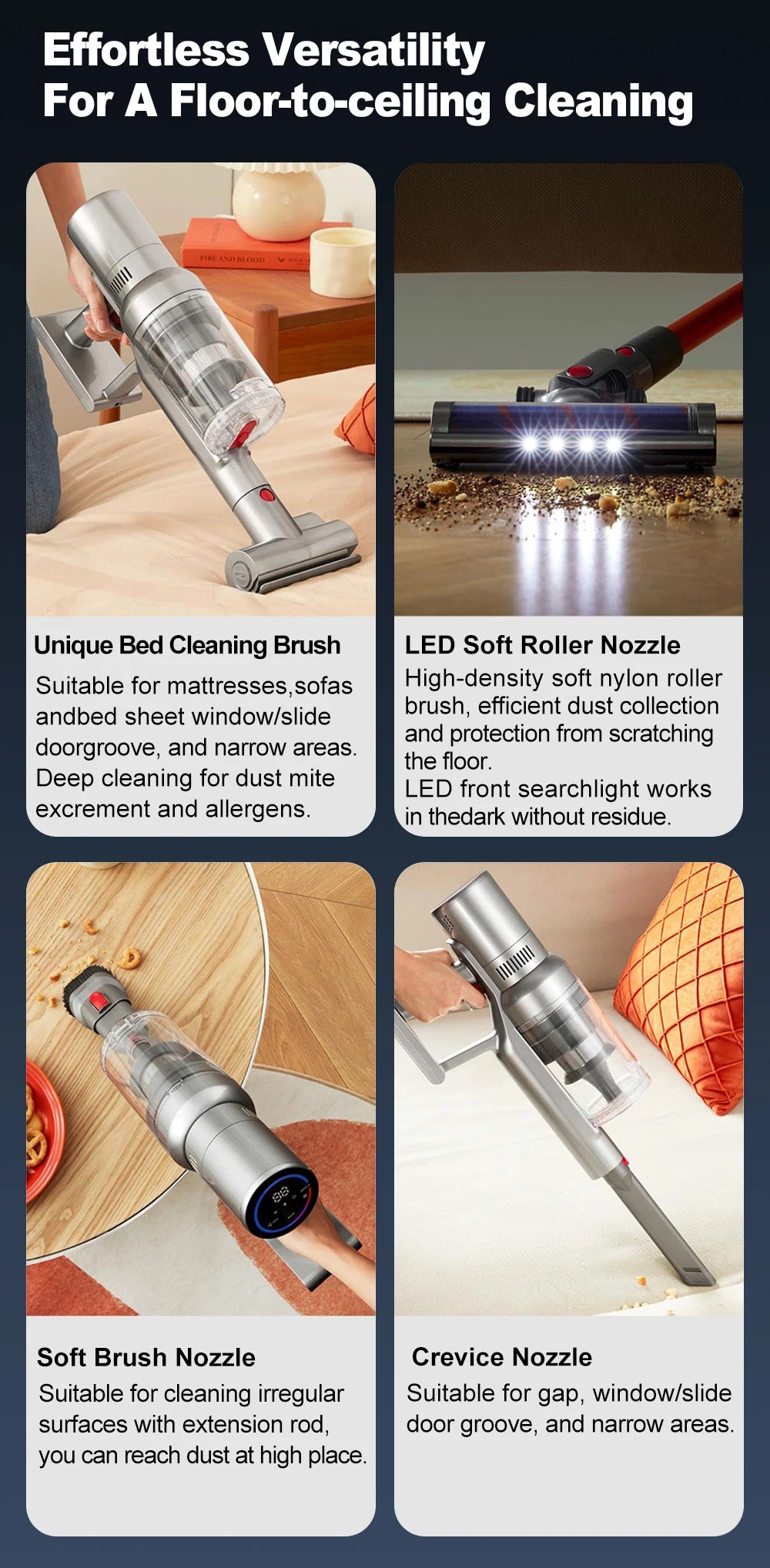 Cordless Handheld Vacuum Cleaner,27000PA,Touch Screen,Smart Dust Sen