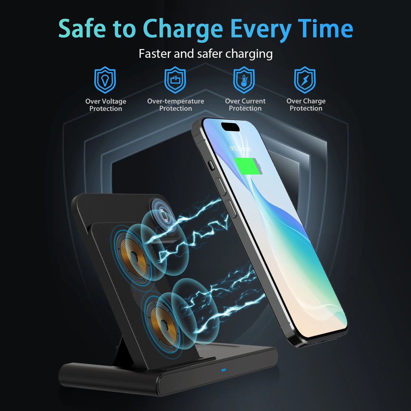 Magnetic Wireless Charging Station 3 – in – 1 Foldable 18W Fast Char