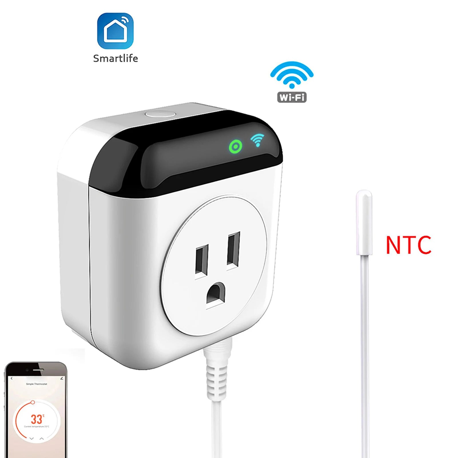 Smart Thermostat Socket 10A Programmable Timed Mini Wifi Temperature