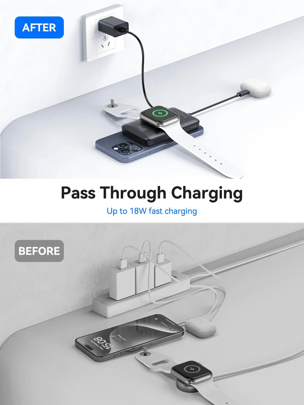 NEWDERY10000mAh Magnetic Wireless Power Bank for Apple Watch /9/8/7/