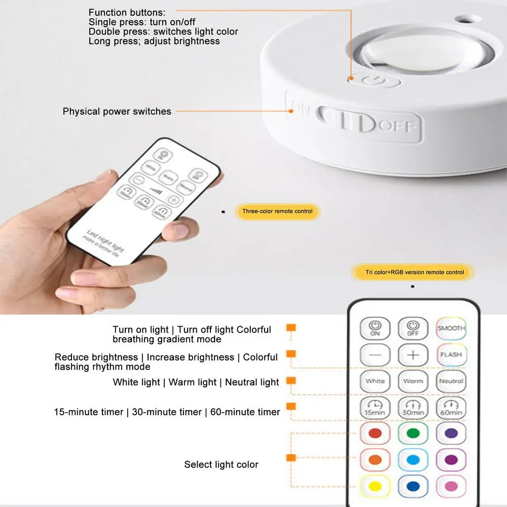 Puck Lights with Remote Magnetic Under Cabinet Indoor Lighting 500mA