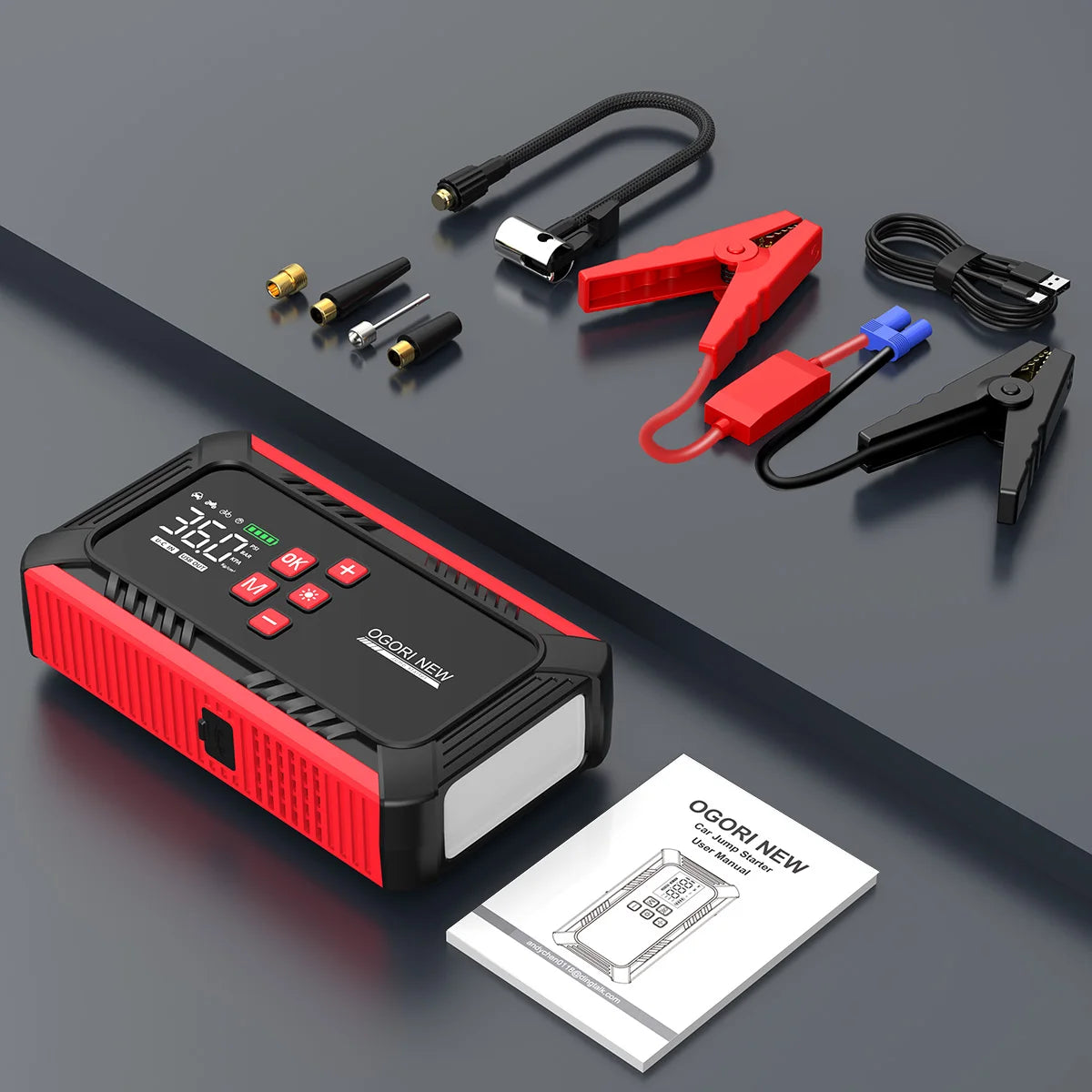 4 in 1 7000A/4000A Jump Starter Power Bank 150PSI Air Compressor Tir