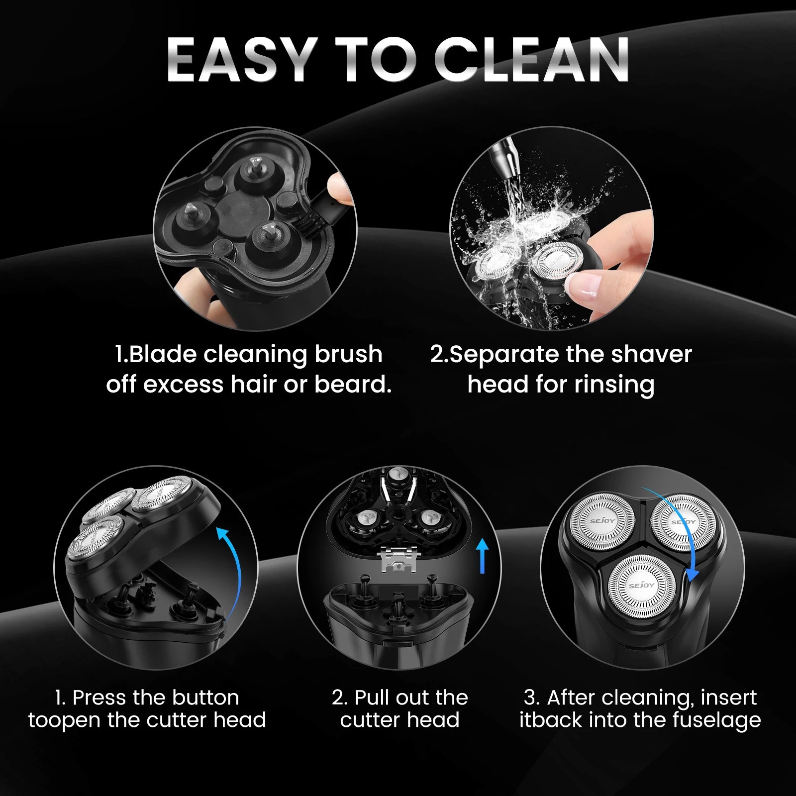 Sejoy Electric Razor Beard Shavers for Men 3D Cordless Rechargeable