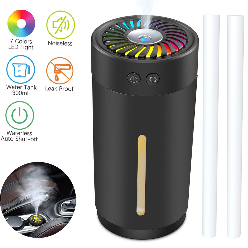 300ml Mini Ultrasonic Humidifier USB with 7 Colors LED Light Dual Mi