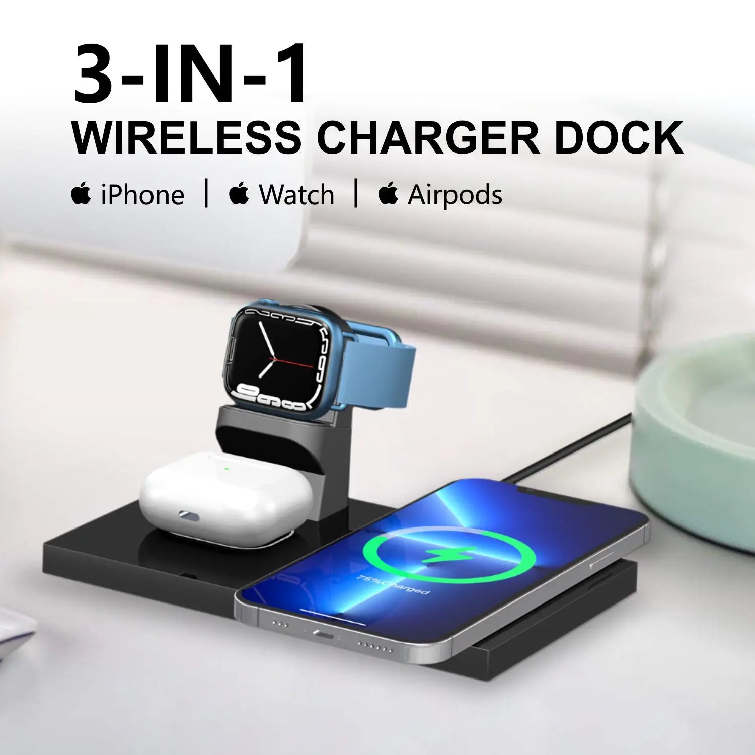 3 in 1 Wireless Charging Station,Charger Station ,Foldable Charging