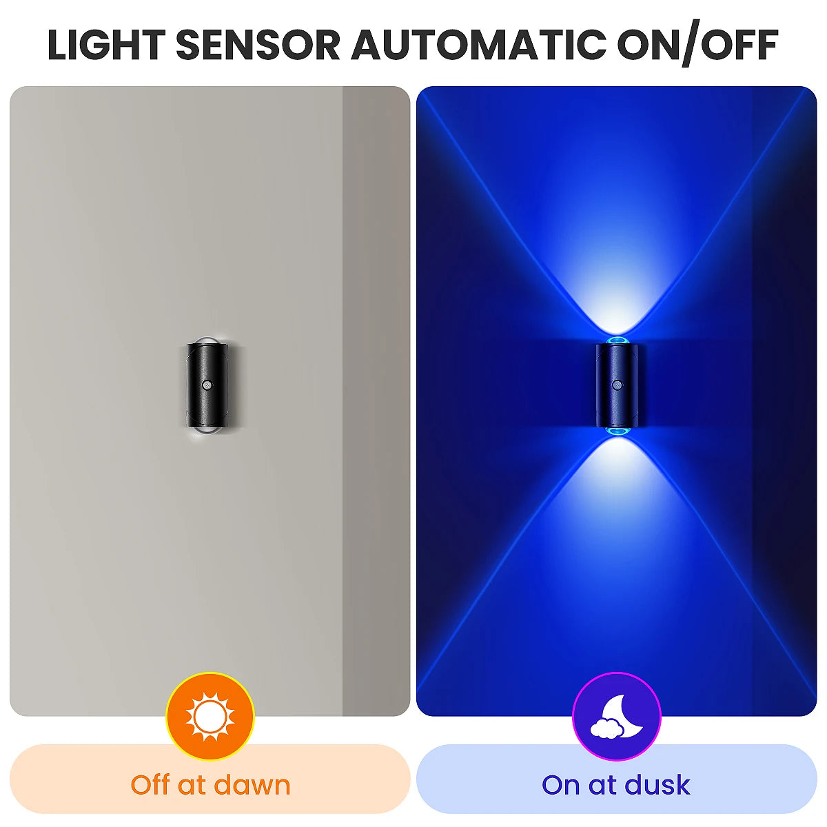 LED Motion Sensor Wall Sconce Lights, 3 Modes, 8 Lighting Colors, US