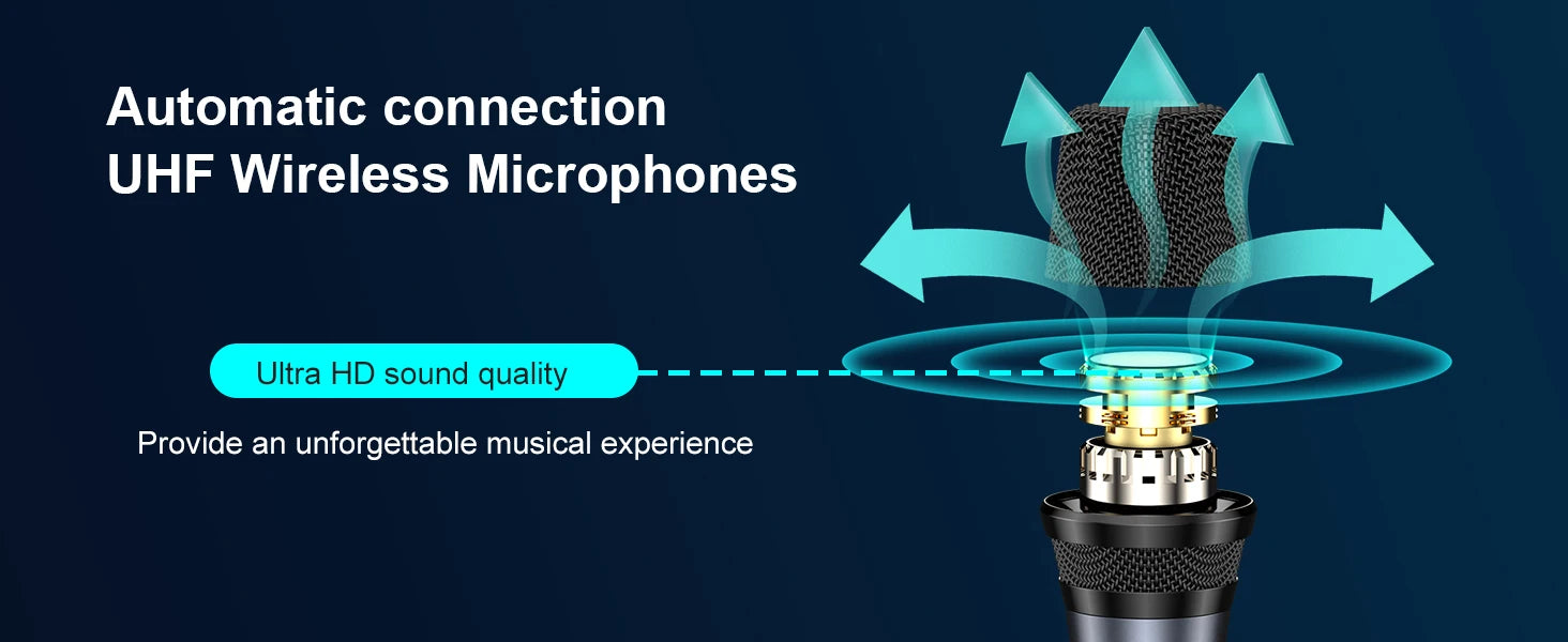 Wireless Bluetooth Speaker, Karaoke Machine with 2 Microphone, Home