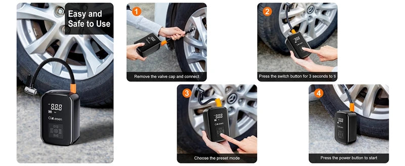 1pc Car Wireless Air Pump 150PSI Portable Electric Tire Inflation fo