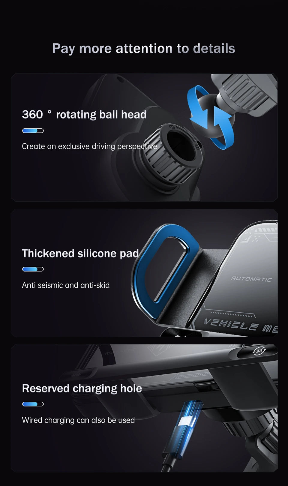 Car Wireless Charger Dual Coil Fold Screen Phone Fast Charging for S