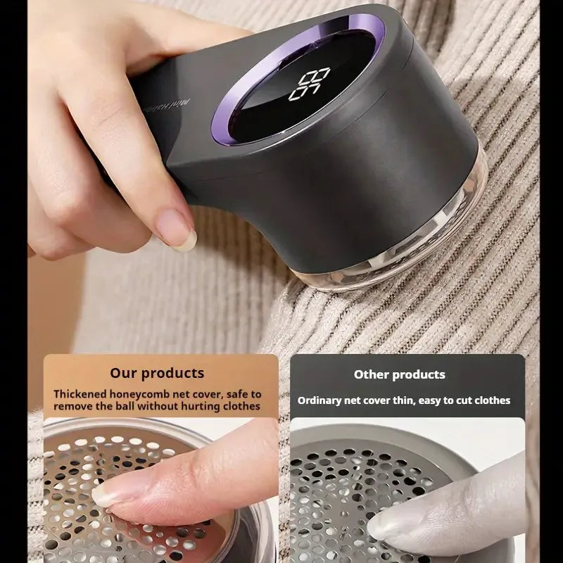 USB Rechargeable Electric Lint Remover with LED Display – Compact, S