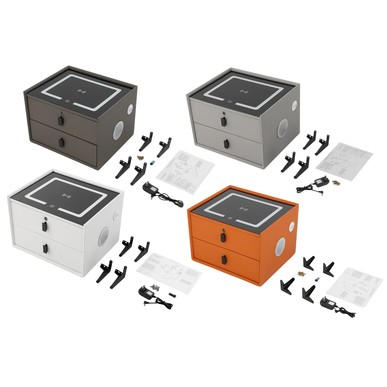 Modern 2 – Drawer Smart Bedside Table with Wireless Charging USB Por