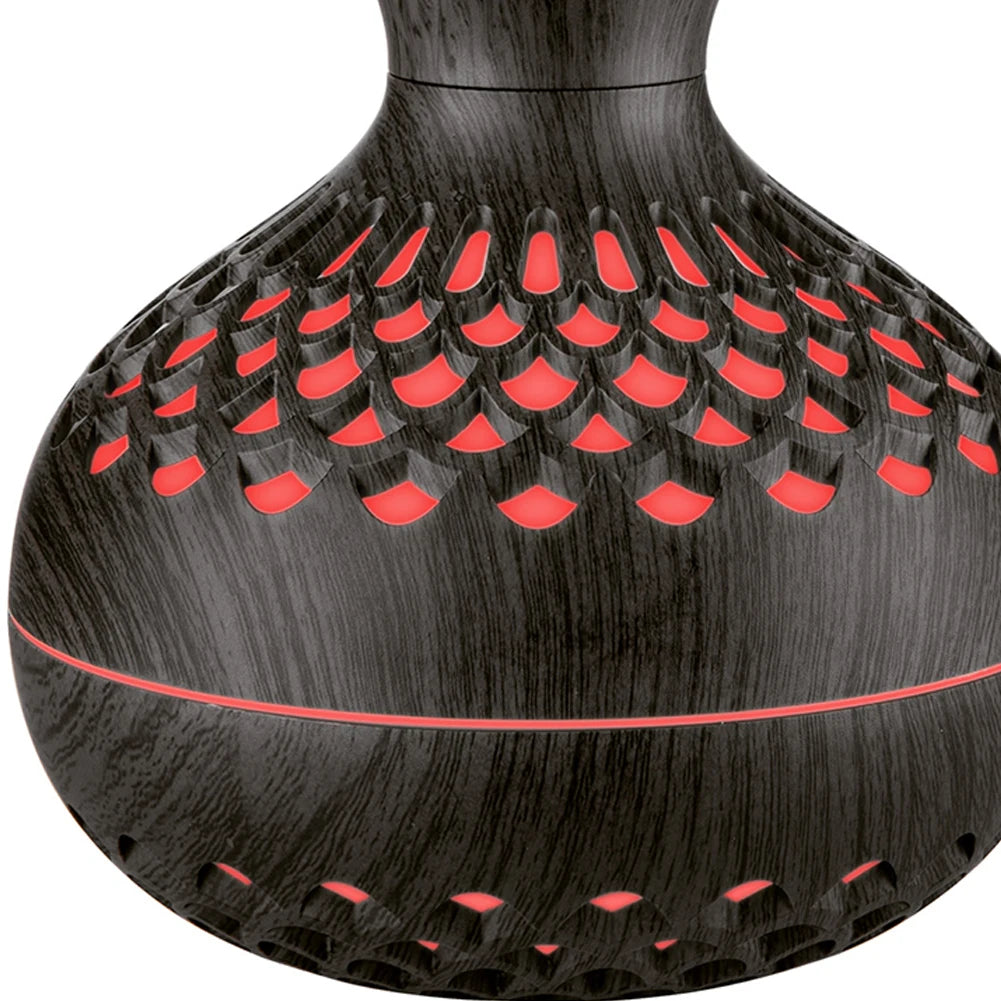 300ML Wood Grain Flower Humidifier Silent Aromatherapy Diffuser USB