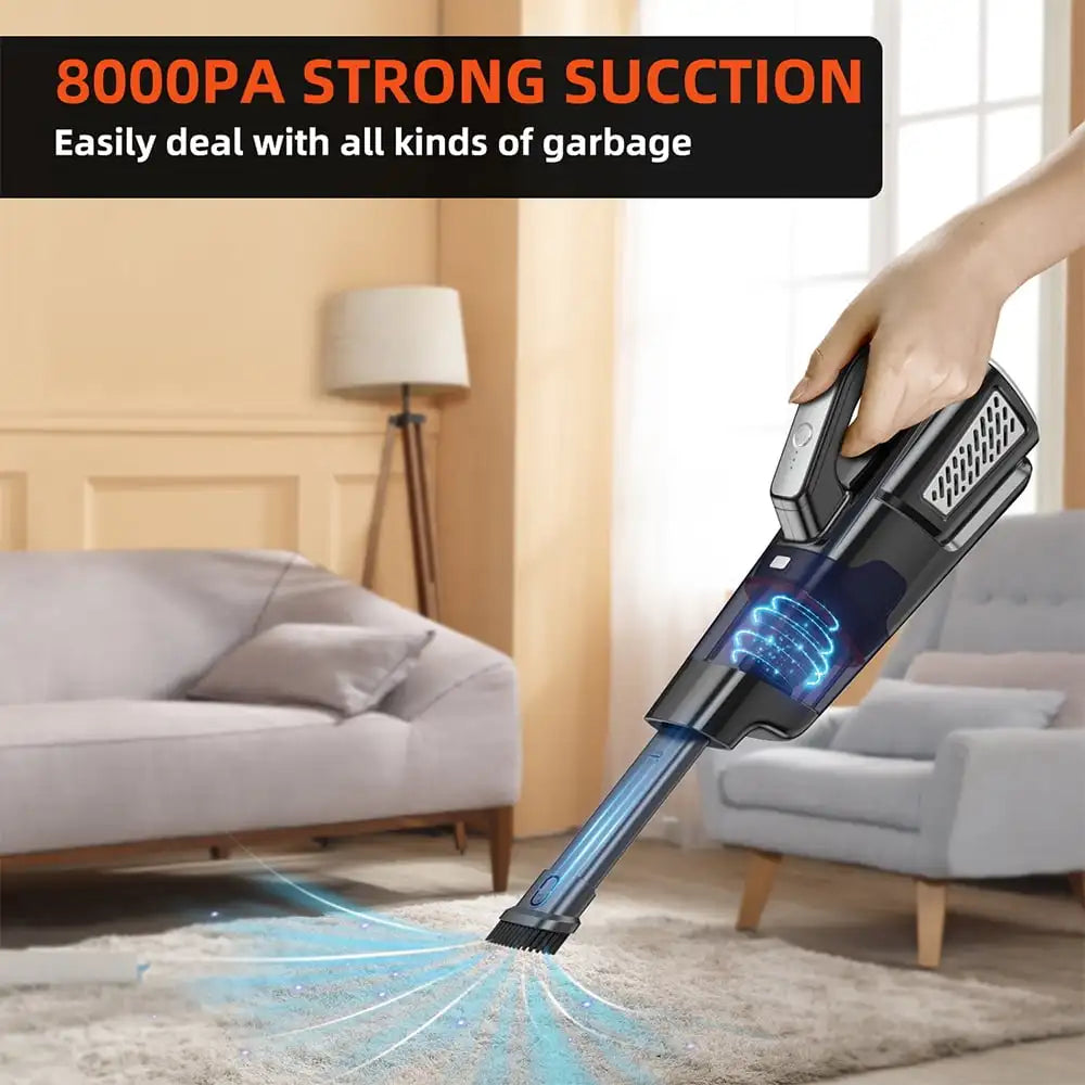 Car Vacuum Cleaner Cordless, 8000PA Protable Rechargeable Handheld V