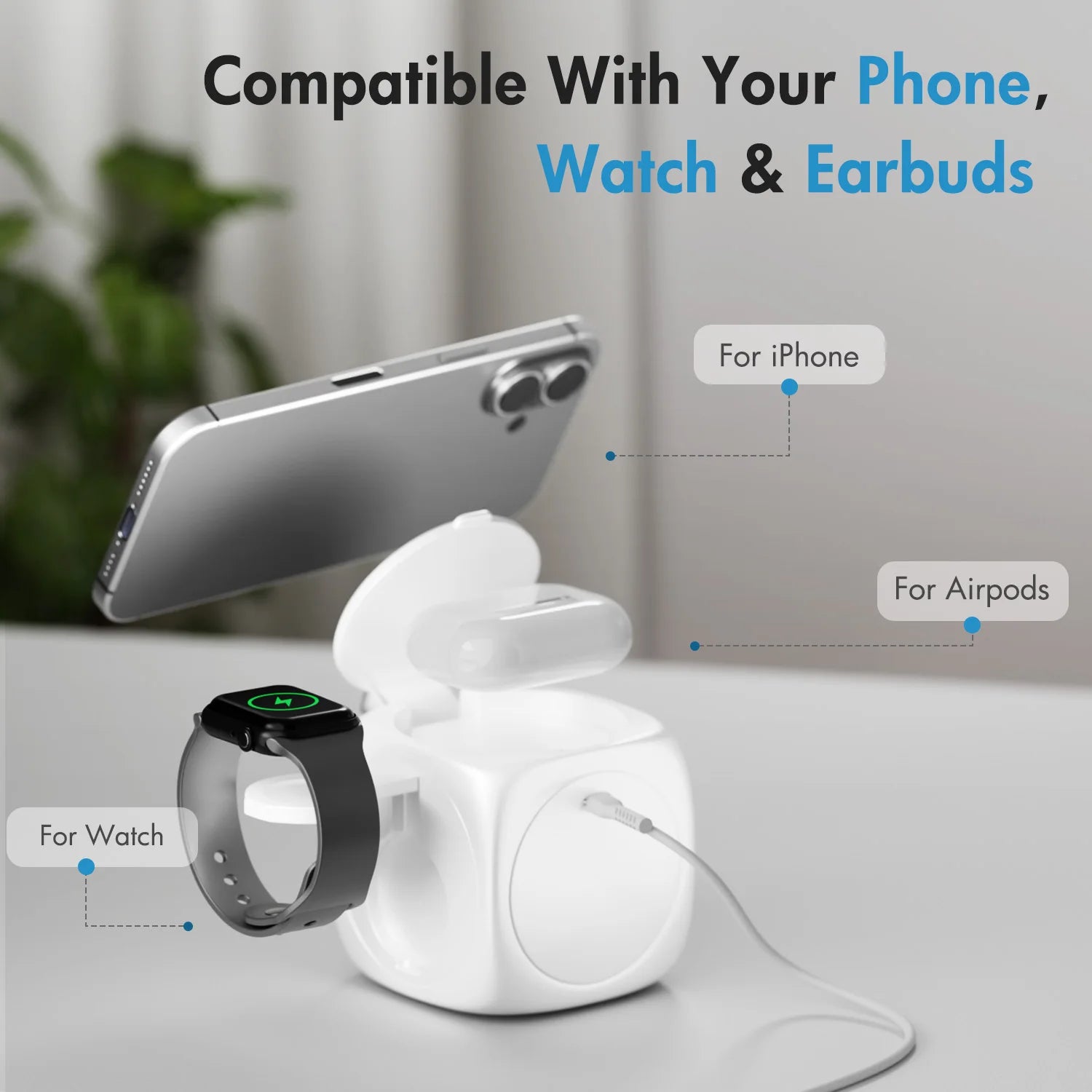 3 – in – 1 Magnetic Wireless Charging Station Foldable 15W Fast Char