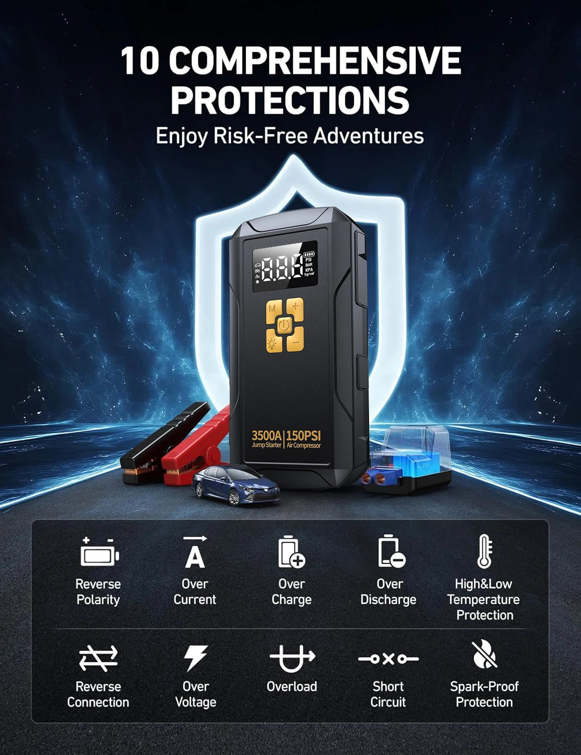 Jump Starter with Air Compressor 3500A Jump Starter 150PSI Air Pump