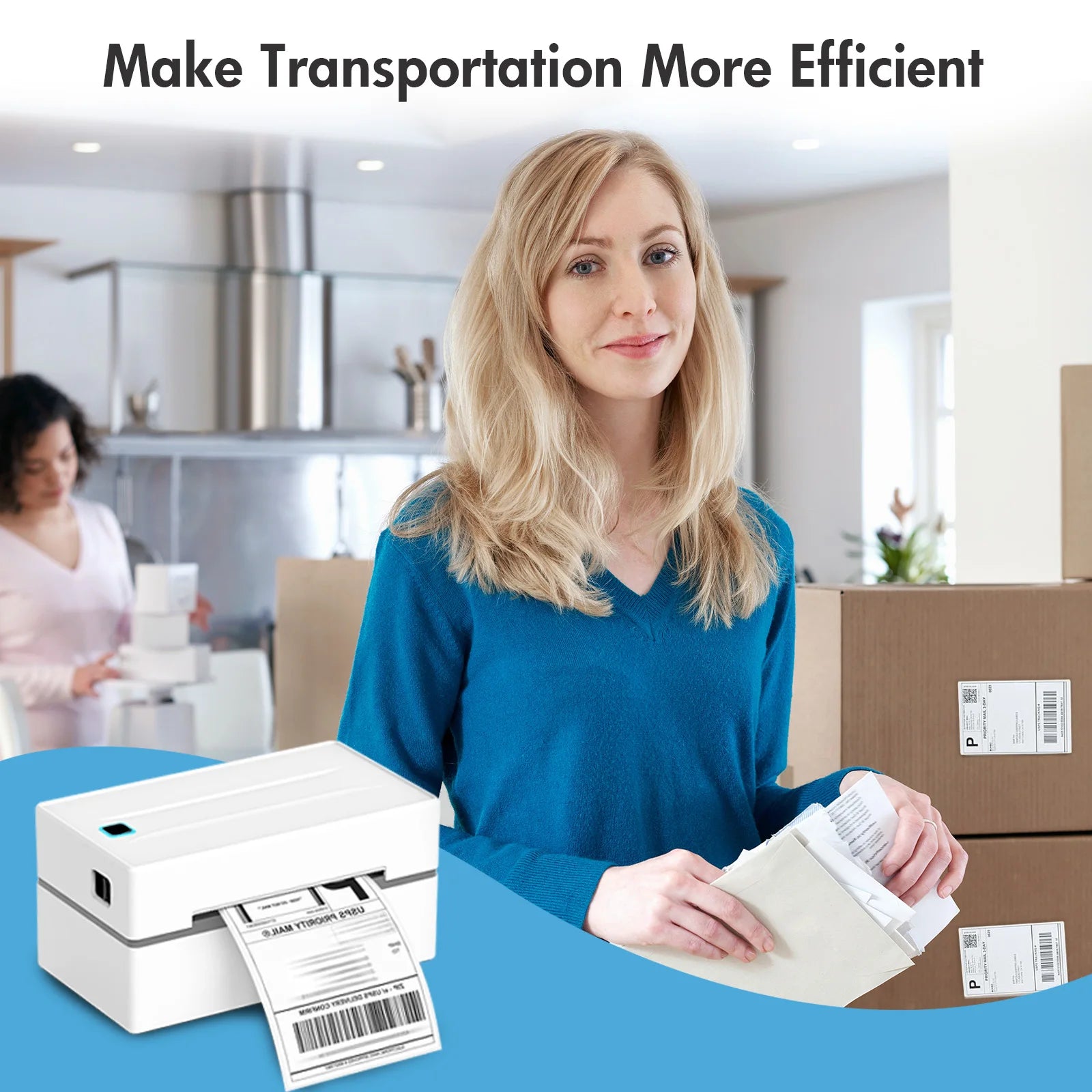 Thermal Label Printer Portable No Ink Required 300DPI 4x6 for Small