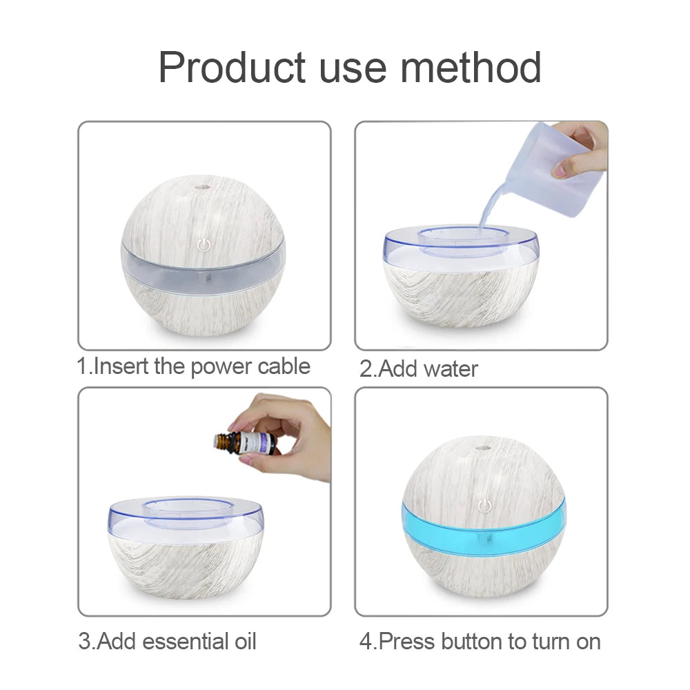 Space Saving 300ml USB Humidifier 7 LED Light Therapy Modes Pre Filt