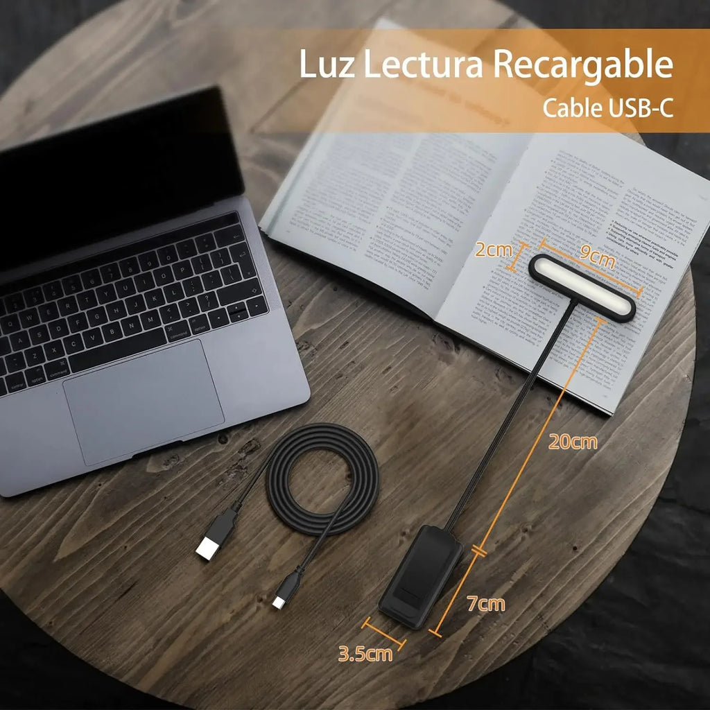 14LED USB Rechargeable Book Light, Warm/Cool White, Flexible Clip, P