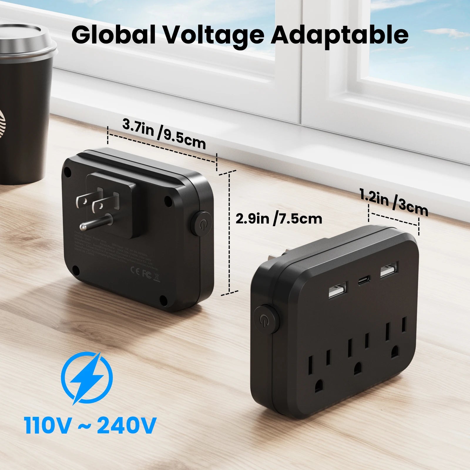 TRANSTON ,Switch with Surge Protector Mini Portable Power Strip 6