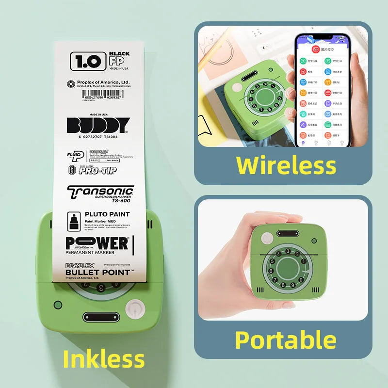 M1 Photo Pocket Printer with 2 Roll for IOS Android Bluetooth Mini P