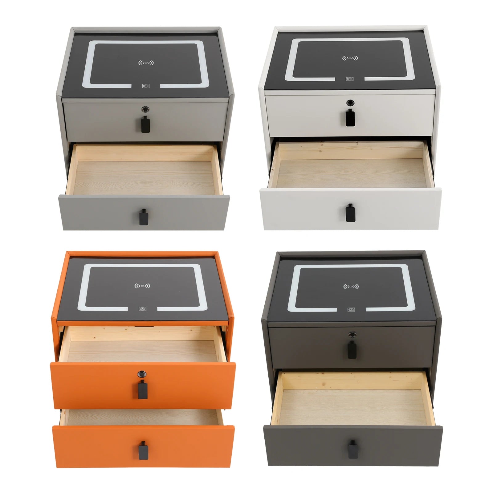 Modern 2 – Drawer Smart Bedside Table with Wireless Charging USB Por