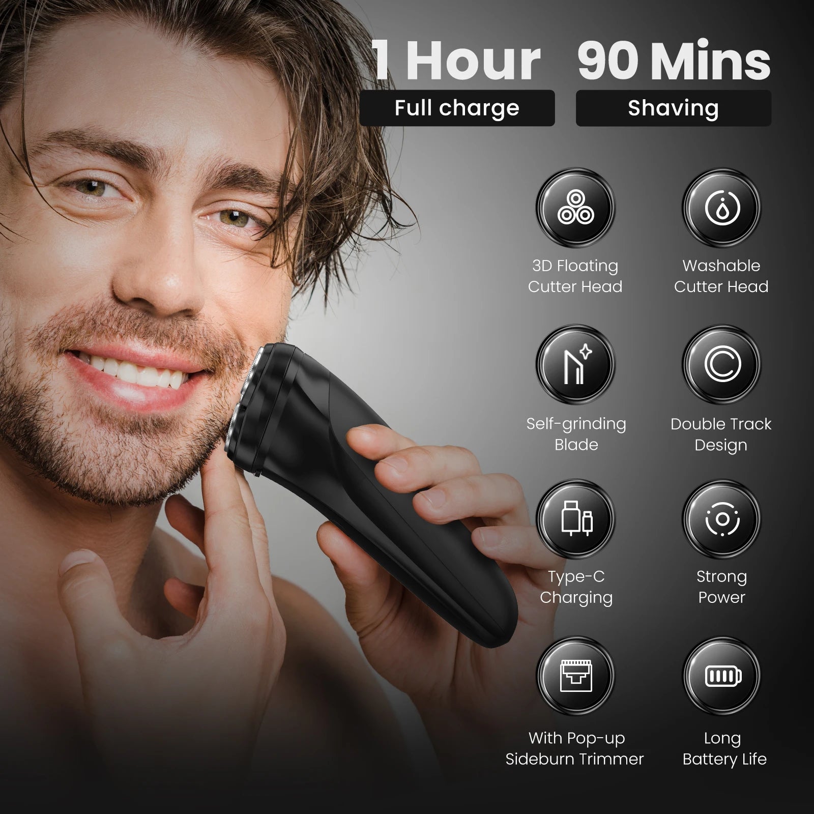 Sejoy Electric Razor Beard Shavers for Men 3D Cordless Rechargeable