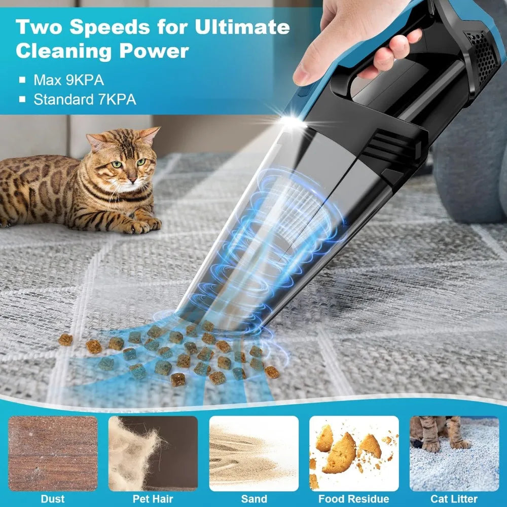 Handheld Vacuum Cordless Car Vacuum Portable with LED Light, High Po