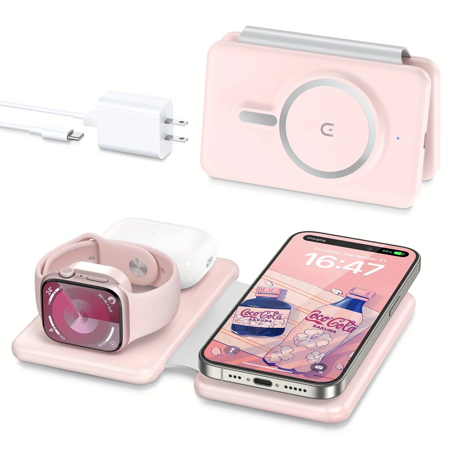 Cell Phone Wireless Charger – 3 – in – 1 Travel Charging Station for