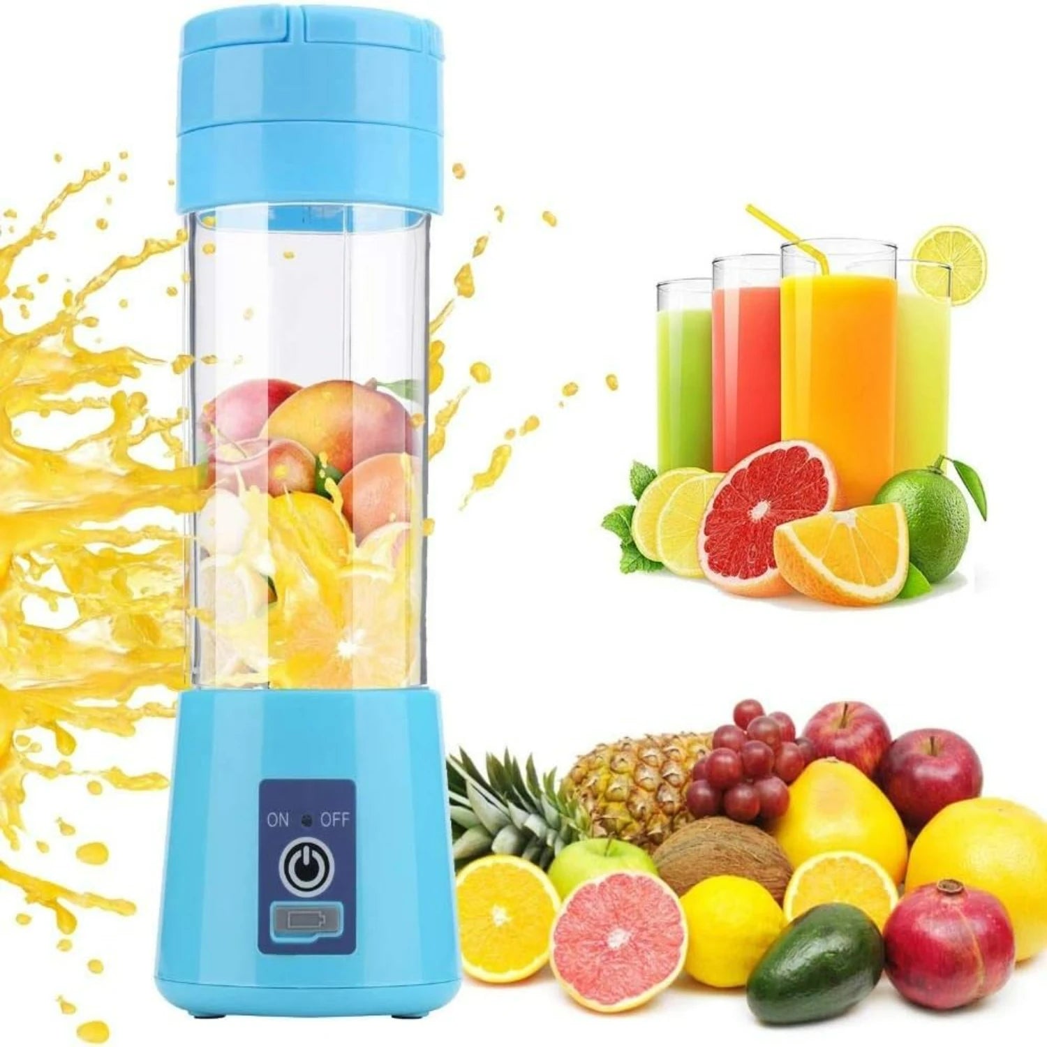 Green Portable USB Rechargeable Personal Blender for Fruit Juice, Sh