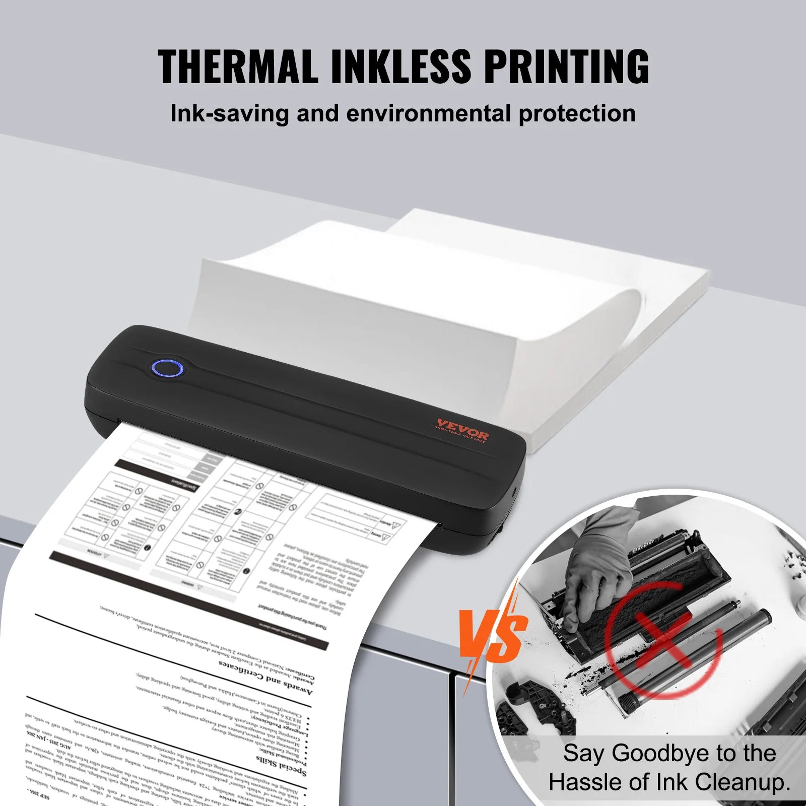 Portable Bluetooth Inkless Mobile Thermal Printer for A4 A5