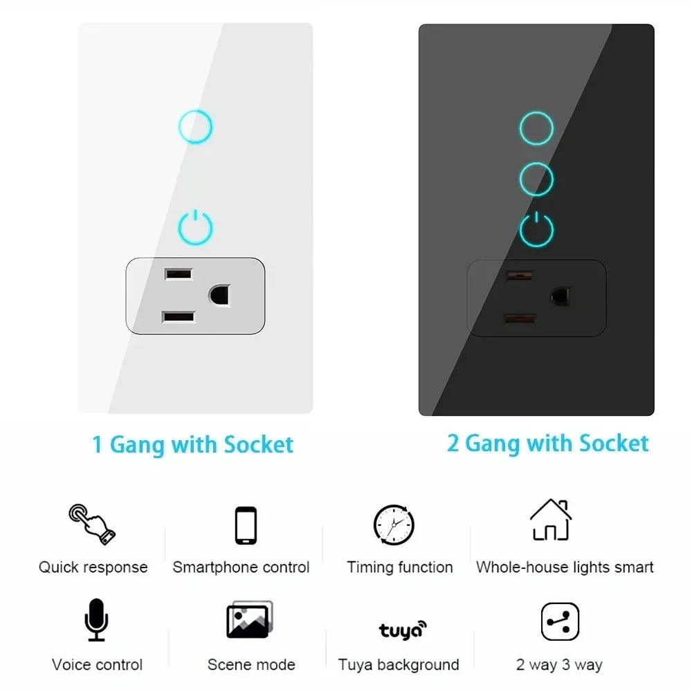 Melery Mexico Plug Wifi Smart Tuya Light Switch Intelligent Wall Soc