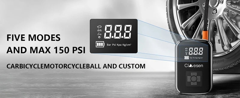 1pc Car Wireless Air Pump 150PSI Portable Electric Tire Inflation fo