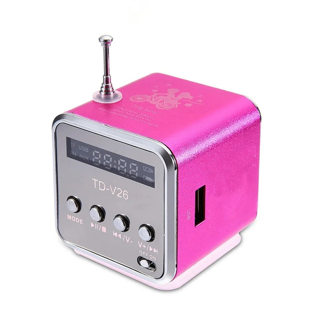 TD – V26 Mini Bluetooth Speaker with FM Radio MP3 Player LED Display
