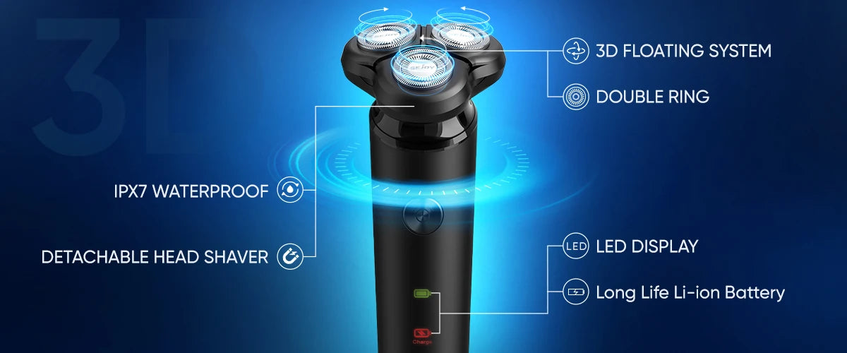 SEJOY Portable Electric Razor Men Electric Shaver Triple Blade Power