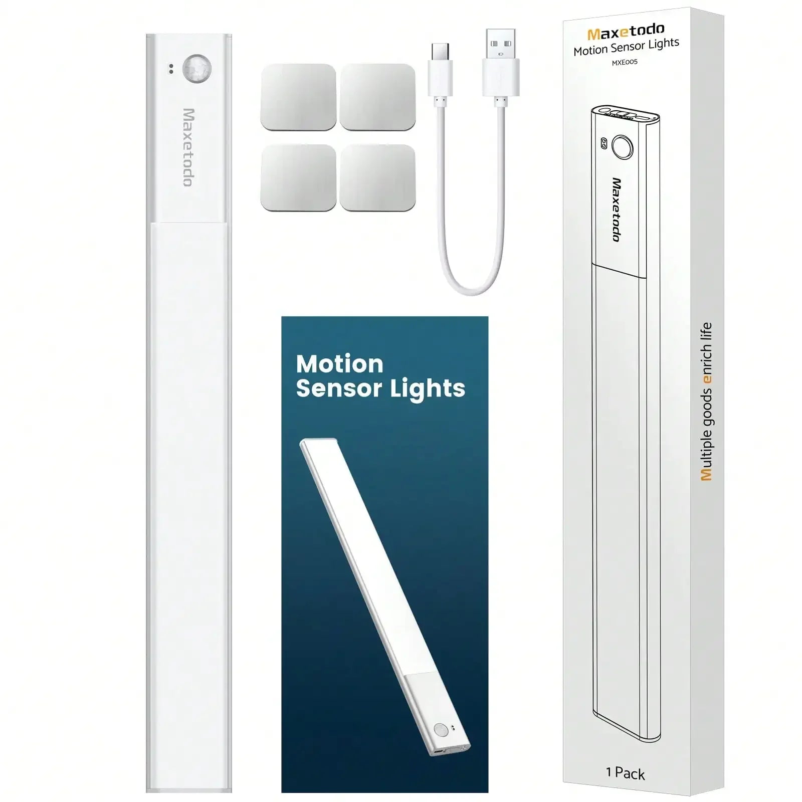 Under Cabinet Lights 64 LED Sensor Magnetic 3000mAh Rechargeable 3 C