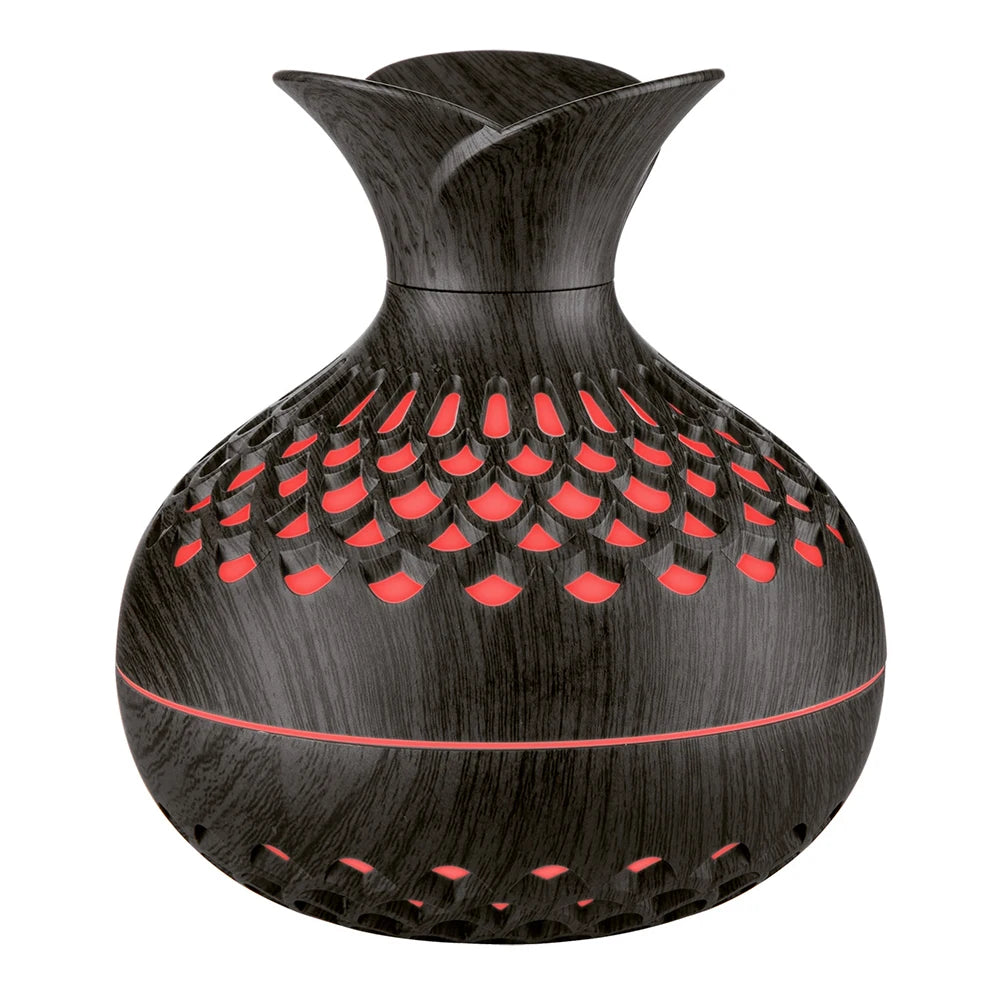 300ML Wood Grain Flower Humidifier Silent Aromatherapy Diffuser USB