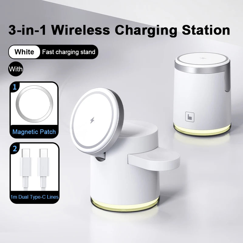 2025 New Qi2 Wireless Charger 3 – in – 1 Fast Charging Station Stand