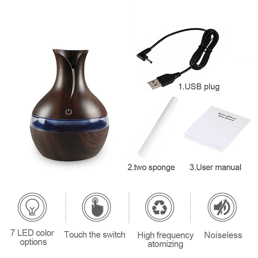 Air Humidifier with 7 – Colors Mood LED Aromatherapy Diffuser 300ml