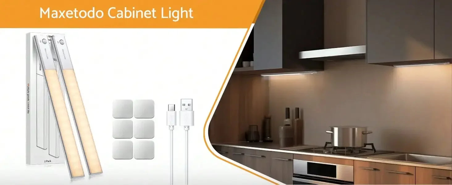 Under Cabinet Lights 64 LED Sensor Magnetic 3000mAh Rechargeable 3 C