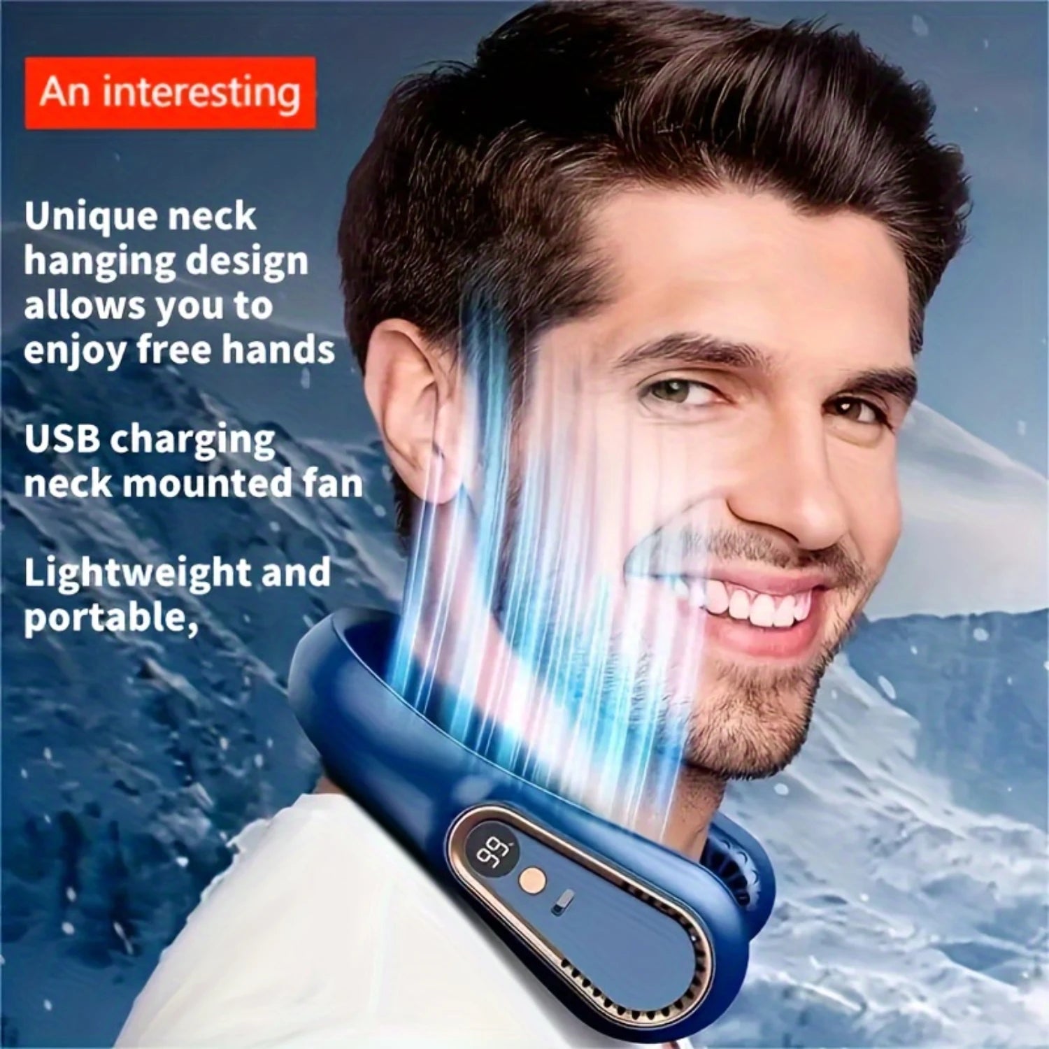 1pc, Bladeless Hanging Neck Fan, Portable USB Rechargeable Cooler Fa