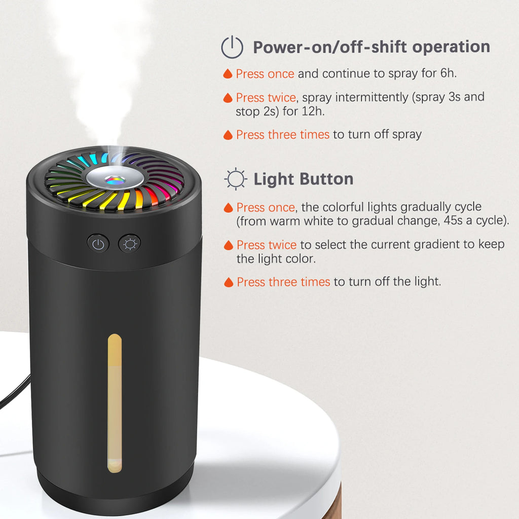 300ml Mini Ultrasonic Humidifier USB with 7 Colors LED Light Dual Mi