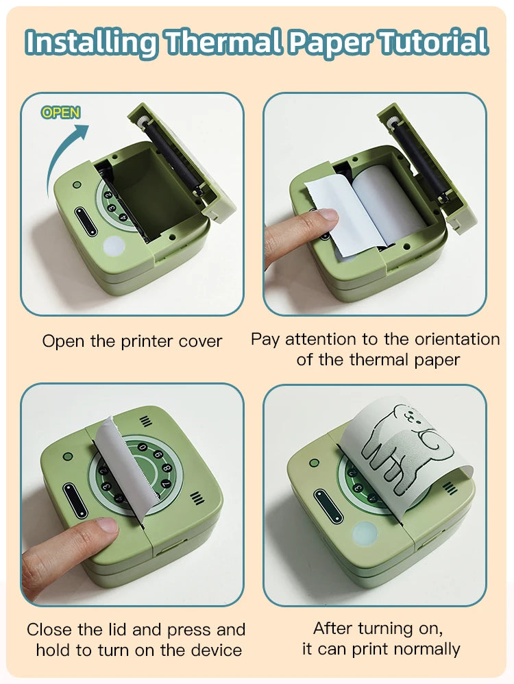 M1 Photo Pocket Printer with 2 Roll for IOS Android Bluetooth Mini P