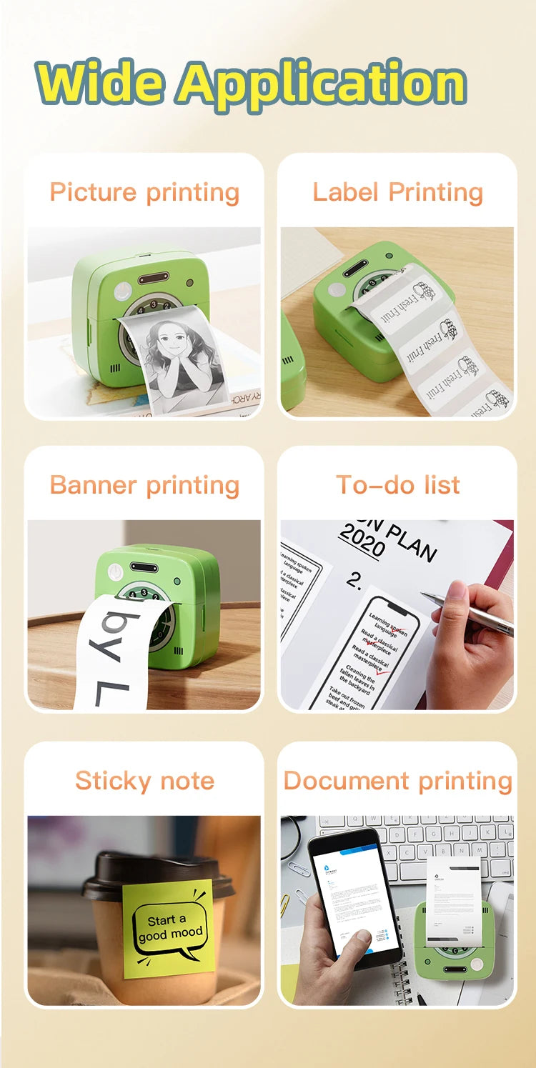 M1 Photo Pocket Printer with 2 Roll for IOS Android Bluetooth Mini P