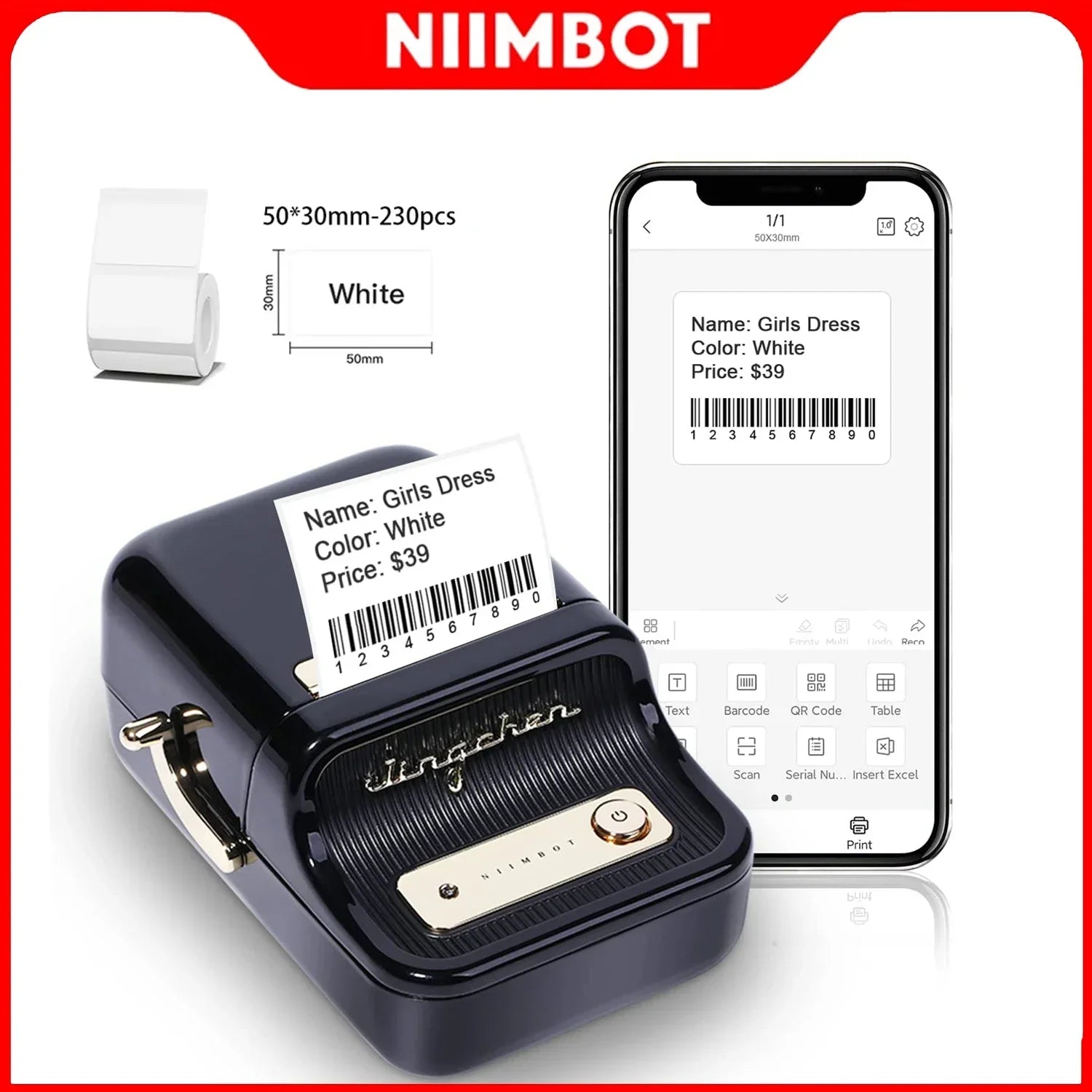 Niimbot B21 Mini Portable Printer Adhesive Label Thermal Printer Wir
