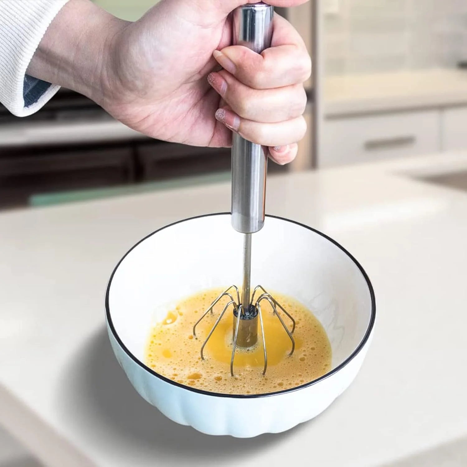Eggbeater Semi – Automatic Egg Whisk Milk Frother Coffee Frother Whi