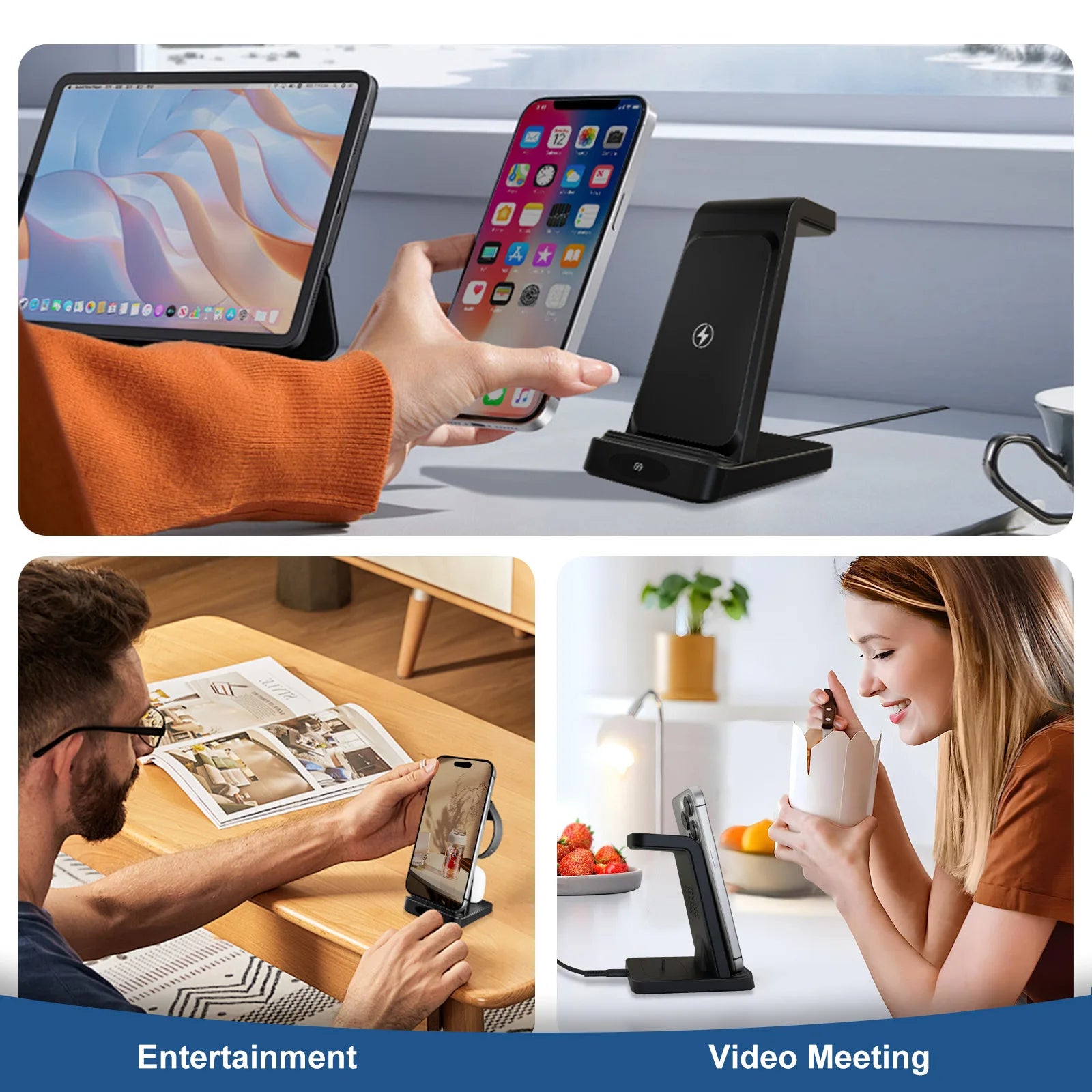3 – in – 1 Wireless Charging Station 18W Travel Fast Charger Magneti