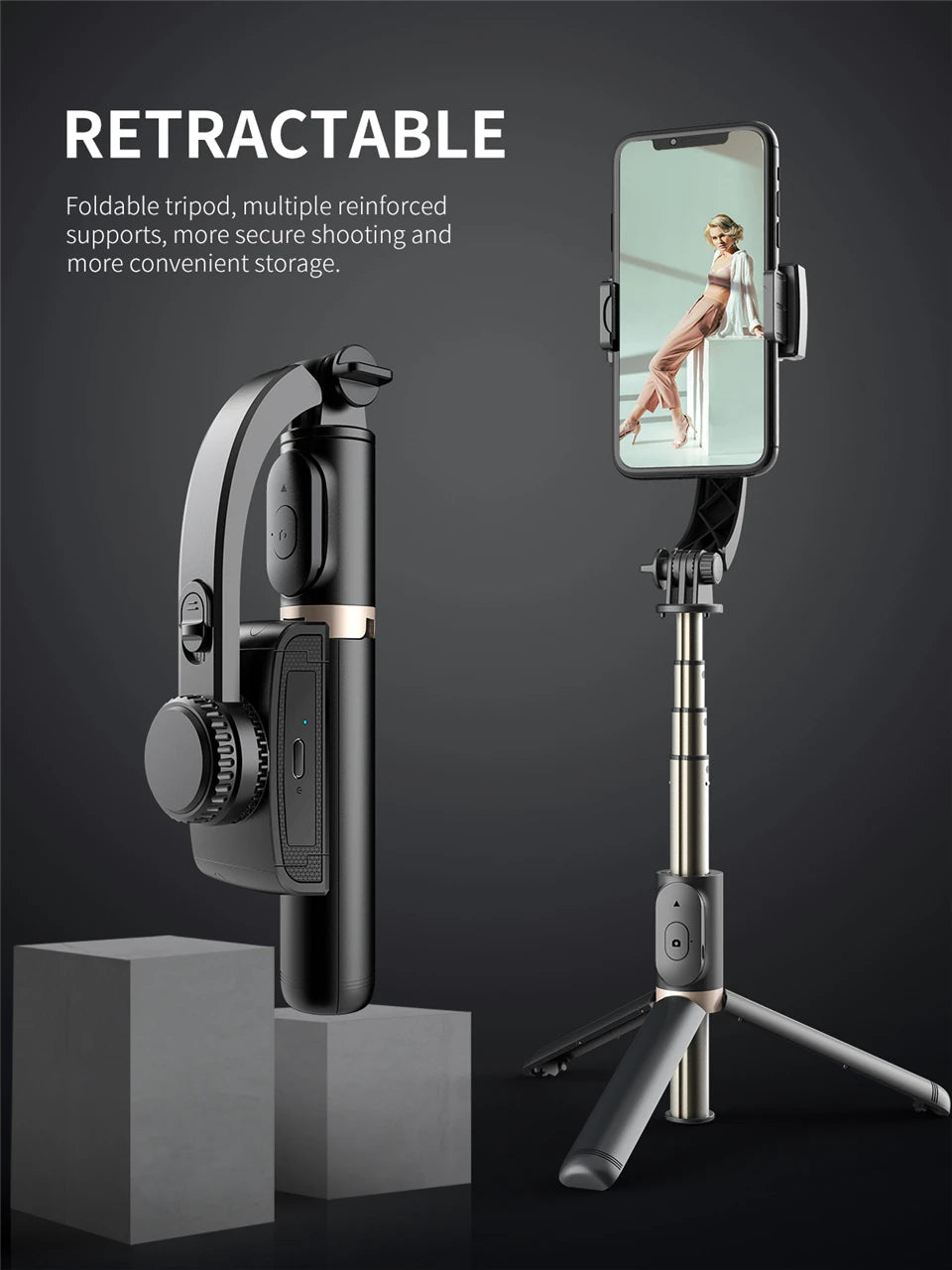 FGCLSY 2024 New Gimbal Stabilizer Selfie Stick Wireless Foldable Tri