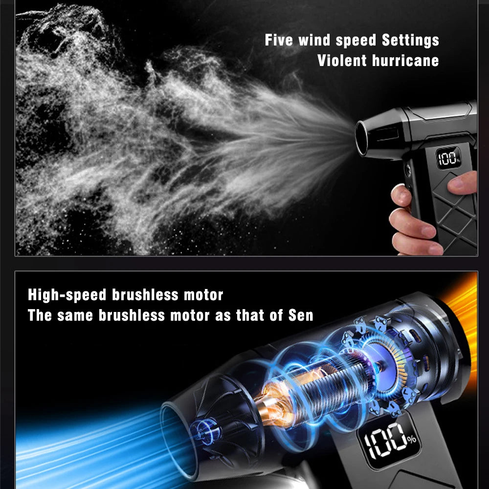 80000RPM Brushless Air Duster Dust Blower Portable Turbo Fan Cleaner